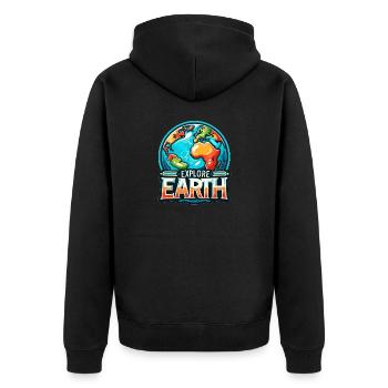 Explorez la Terre - Illustration de la Terre - Veste à capuche bio Premium Unisexe - noir - Dos - Nico (187cm)
