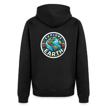 Explorez la Terre - Illustration de la Terre - Veste à capuche bio Premium Unisexe - noir - Dos - Nico (187cm)
