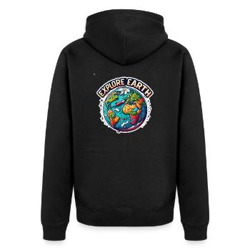 Explorez la Terre - Illustration de la Terre - Veste à capuche bio Premium Unisexe - noir - Dos - Nico (187cm)