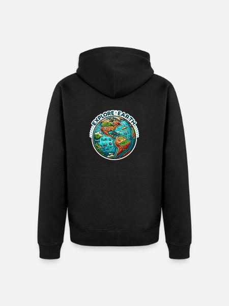 Explore Earth - Erde Illustration - Unisex Premium Organic Zip Hoodie - black