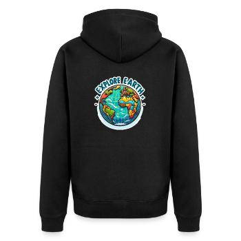 Explore Earth - Erde Illustration - Unisex Premium Bio Zip Hoodie - Schwarz - Hinten - Nico (187cm)