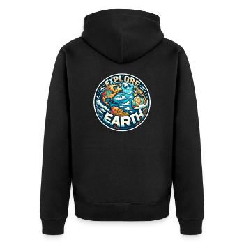 Explorez la Terre - Illustration de la Terre - Veste à capuche bio Premium Unisexe - noir - Dos - Nico (187cm)