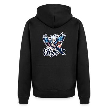 Soar High - Vogel Illustration - Unisex Premium Bio Zip Hoodie - Schwarz - Hinten - Nico (187cm)