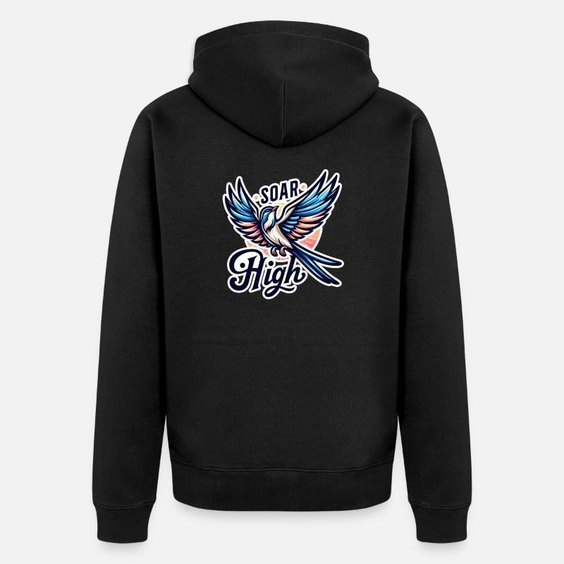 Soar High - illustration d'oiseau - Veste à capuche bio Premium Unisexe - noir
