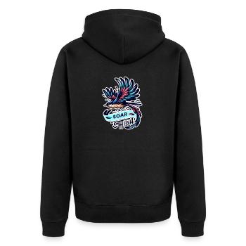 Soar High - Illustration d’oiseau - Veste à capuche bio Premium Unisexe - noir - Dos - Nico (187cm)