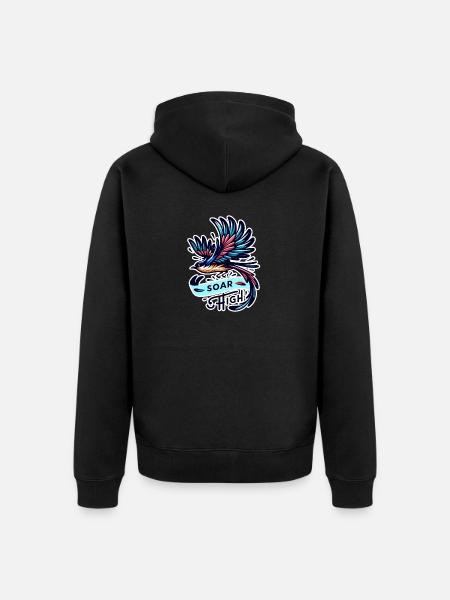 Soar High - Bird Illustration - Unisex Premium Organic Zip Hoodie - black