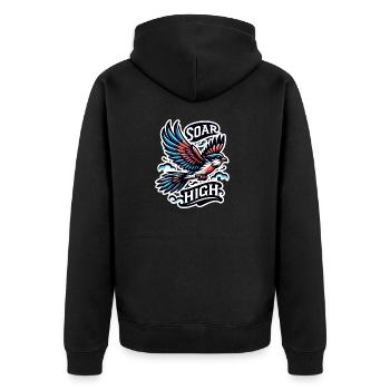Soar High - Vogel Illustration - Unisex Premium Bio Zip Hoodie - Schwarz - Hinten - Nico (187cm)