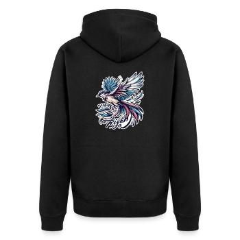 Soar High - Vogel Illustration - Unisex Premium Bio Zip Hoodie - Schwarz - Hinten - Nico (187cm)