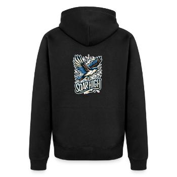 Soar High - Vogel Illustration - Unisex Premium Bio Zip Hoodie - Schwarz - Hinten - Nico (187cm)
