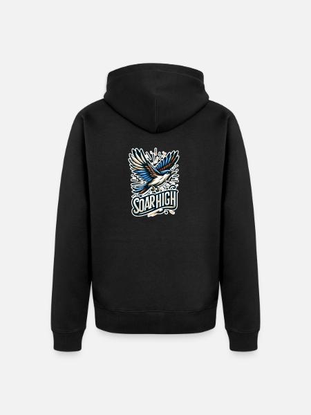 Soar High - Vogel Illustration - Unisex Premium Bio Zip Hoodie - Schwarz