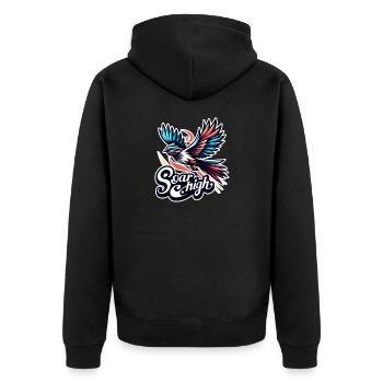 Soar High - Vogel Illustration - Unisex Premium Bio Zip Hoodie - Schwarz - Hinten - Nico (187cm)