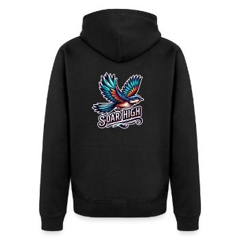 Soar High - Vogel Illustration - Unisex Premium Bio Zip Hoodie - Schwarz - Hinten - Nico (187cm)