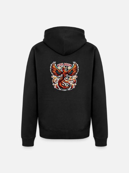 Rise Again - Phoenix Illustration - Unisex Premium Organic Zip Hoodie - black