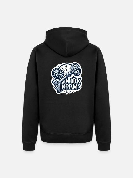 Unlock Dreams - Key Illustration - Unisex Premium Organic Zip Hoodie - black