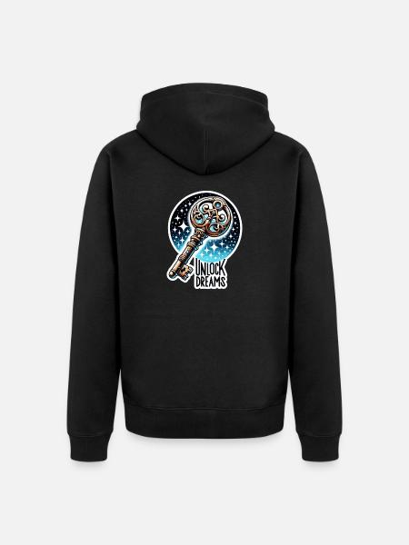 Unlock Dreams - Key Illustration - Unisex Premium Organic Zip Hoodie - black