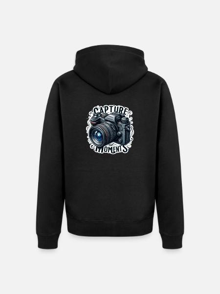Capture Moments - Camera Illustration - Unisex Premium Organic Zip Hoodie - black