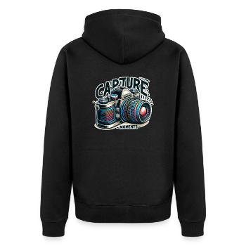 Capturer des moments - Illustration de l’appareil photo - Veste à capuche bio Premium Unisexe - noir - Dos - Nico (187cm)