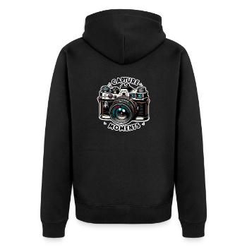 Capturer des moments - Illustration de l’appareil photo - Veste à capuche bio Premium Unisexe - noir - Dos - Nico (187cm)