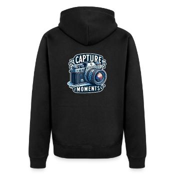 Capturer des moments - Illustration de l’appareil photo - Veste à capuche bio Premium Unisexe - noir - Dos - Nico (187cm)