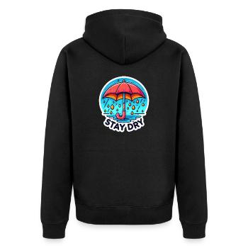 Stay Dry - Umbrella Illustration - Unisex Premium Organic Zip Hoodie - black - Back - Nico (187cm)