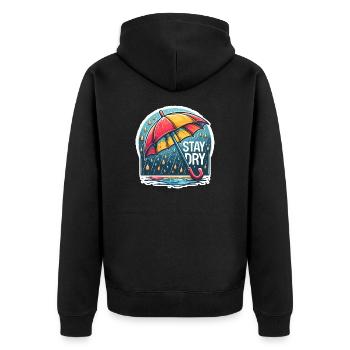 Stay Dry - Umbrella Illustration - Unisex Premium Organic Zip Hoodie - black - Back - Nico (187cm)