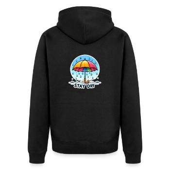 Stay Dry - Umbrella Illustration - Unisex Premium Organic Zip Hoodie - black - Back - Nico (187cm)