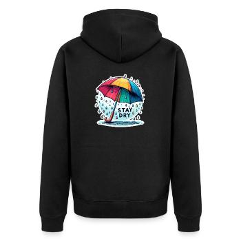 Stay Dry - Umbrella Illustration - Unisex Premium Organic Zip Hoodie - black - Back - Nico (187cm)
