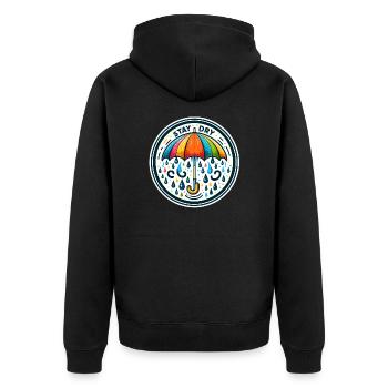 Stay Dry - Umbrella Illustration - Unisex Premium Organic Zip Hoodie - black - Back - Nico (187cm)