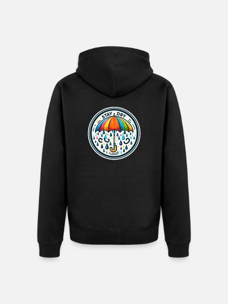 Stay Dry - Umbrella Illustration - Unisex Premium Organic Zip Hoodie - black