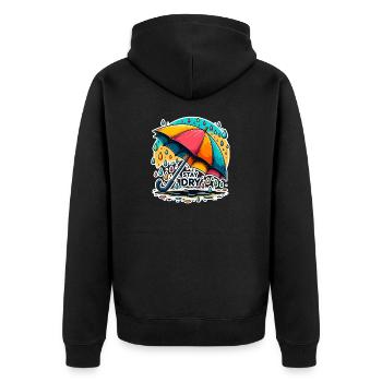 Stay Dry - Umbrella Illustration - Unisex Premium Organic Zip Hoodie - black - Back - Nico (187cm)