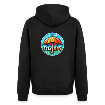 Stay Dry - Umbrella Illustration - Unisex Premium Organic Zip Hoodie - black - Back - Nico (187cm)