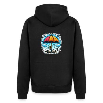 Stay Dry - Umbrella Illustration - Unisex Premium Organic Zip Hoodie - black - Back - Nico (187cm)