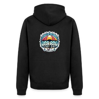 Stay Dry - Umbrella Illustration - Unisex Premium Organic Zip Hoodie - black - Back - Nico (187cm)