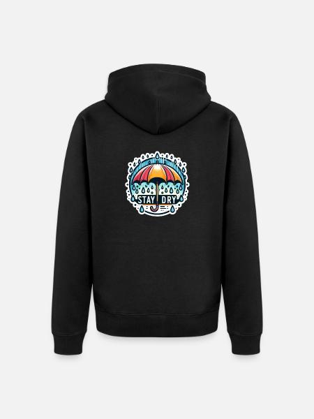 Stay Dry - Umbrella Illustration - Unisex Premium Organic Zip Hoodie - black