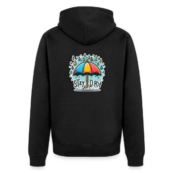 Stay Dry - Umbrella Illustration - Unisex Premium Organic Zip Hoodie - black - Back - Nico (187cm)