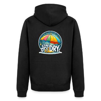 Stay Dry - Umbrella Illustration - Unisex Premium Organic Zip Hoodie - black - Back - Nico (187cm)