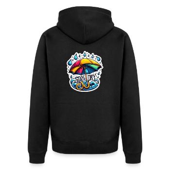 Stay Dry - Umbrella Illustration - Unisex Premium Organic Zip Hoodie - black - Back - Nico (187cm)