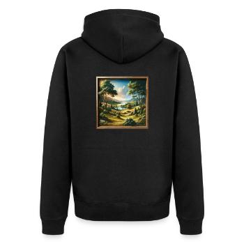 Paysage - Illustration - Veste à capuche bio Premium Unisexe - noir - Dos - Nico (187cm)
