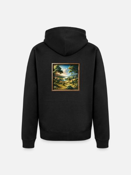 Landschaft - Illustration - Unisex Premium Bio Zip Hoodie - Schwarz