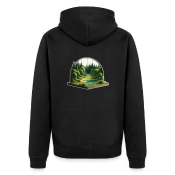 Paysage - Illustration - Veste à capuche bio Premium Unisexe - noir - Dos - Nico (187cm)