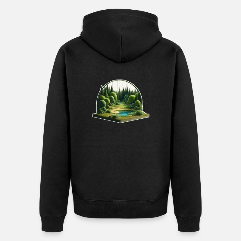 Paysage - Illustration - Veste à capuche bio Premium Unisexe - noir