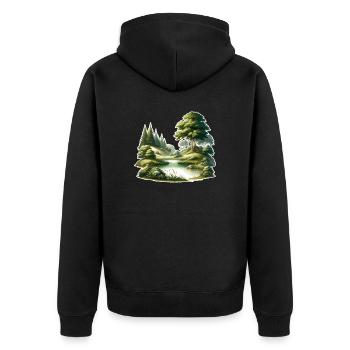 Paysage - Illustration - Veste à capuche bio Premium Unisexe - noir - Dos - Nico (187cm)