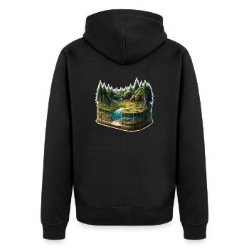 Landscape - Illustration - Unisex Premium Organic Zip Hoodie - black - Back - Nico (187cm)