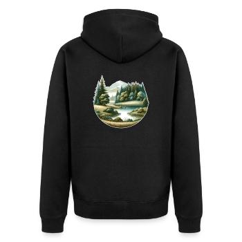 Paysage - Illustration - Veste à capuche bio Premium Unisexe - noir - Dos - Nico (187cm)