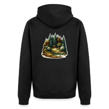 Landscape - Illustration - Unisex Premium Organic Zip Hoodie - black - Back - Nico (187cm)