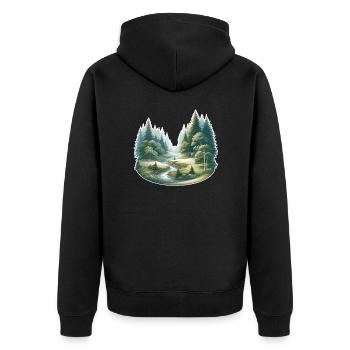 Landscape - Illustration - Unisex Premium Organic Zip Hoodie - black - Back - Nico (187cm)