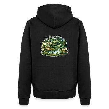 Paysage - Illustration - Veste à capuche bio Premium Unisexe - noir - Dos - Nico (187cm)
