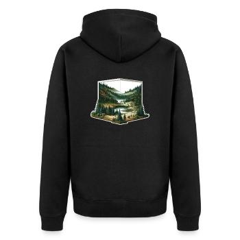 Paysage - Illustration - Veste à capuche bio Premium Unisexe - noir - Dos - Nico (187cm)
