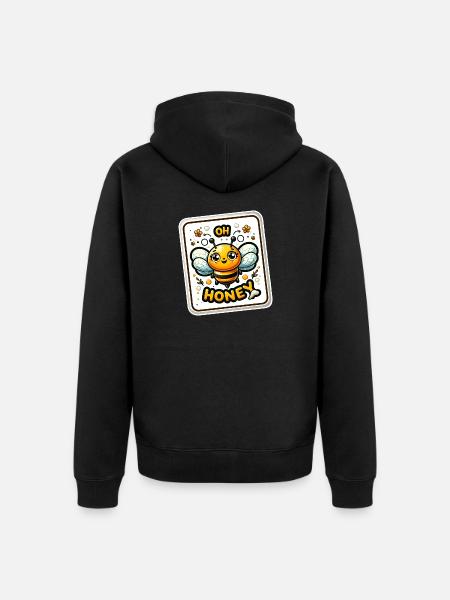 Oh Honey - Bees Illustration - Unisex Premium Organic Zip Hoodie - black