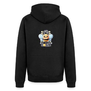 Oh Honey - Bees Illustration - Unisex Premium Organic Zip Hoodie - black - Back - Nico (187cm)